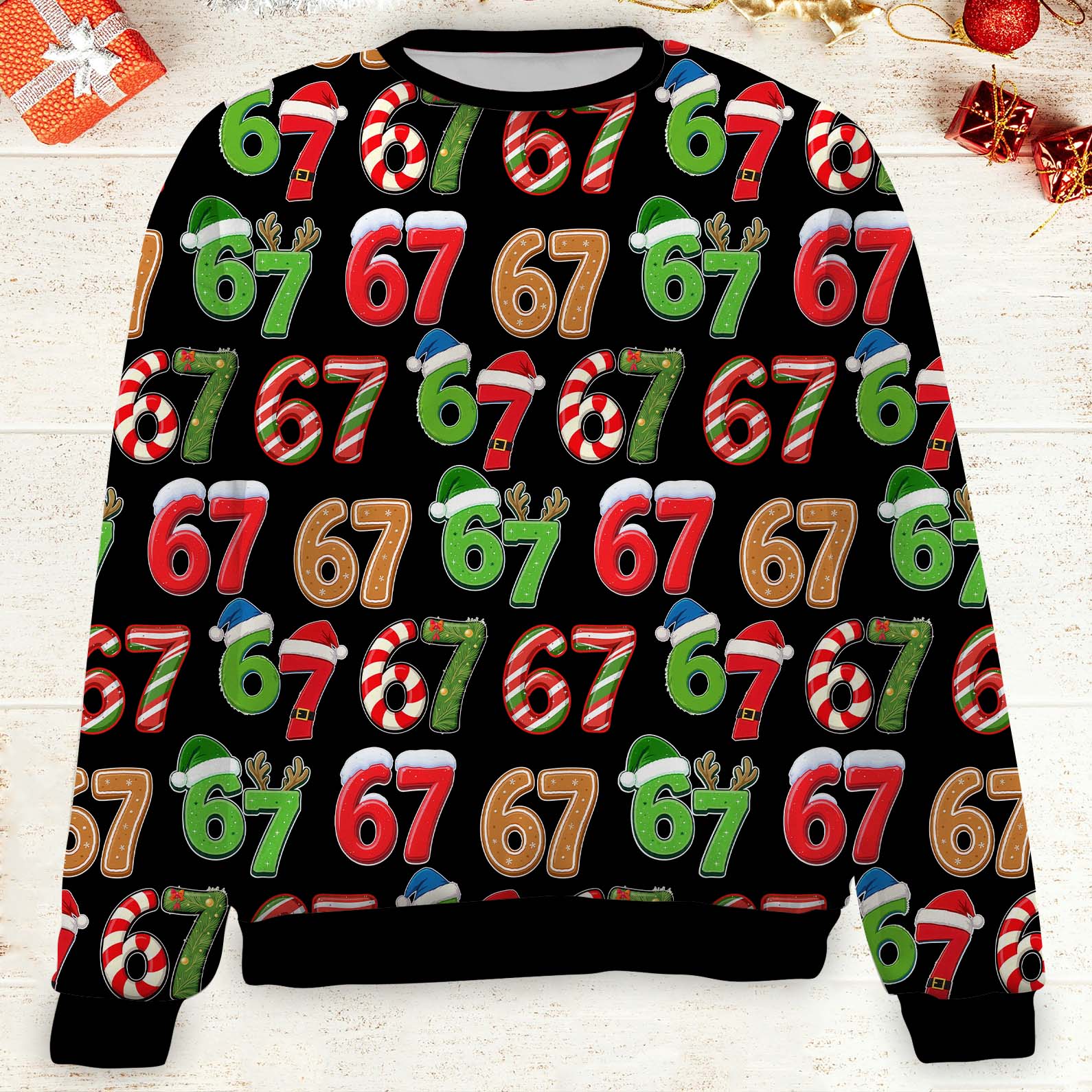 Six Seven Meme Christmas Sweater | 6 7 Santa Joke Holiday Sweatshirt | Trending Humor Gift 683651