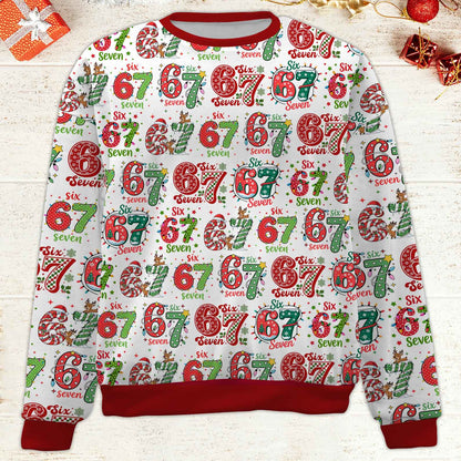 Funny Six Seven Meme Christmas Ugly Sweater | Trending 6 7 All-Over-Printed Sweatshirt 683652