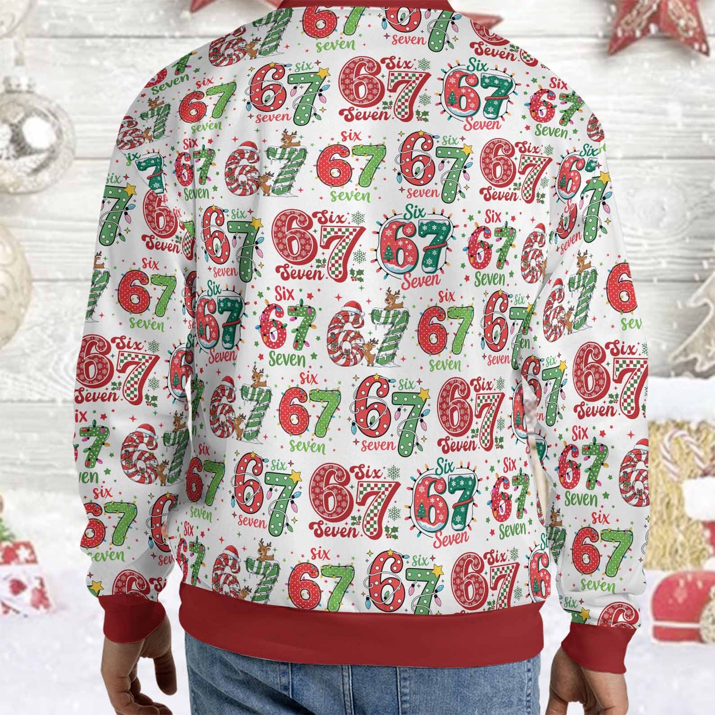 Funny Six Seven Meme Christmas Ugly Sweater | Trending 6 7 All-Over-Printed Sweatshirt 683652