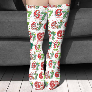 Christmas Six Seven Socks | Funny 6 7 Meme Socks | Trending 6 7 Socks for Christmas 683652