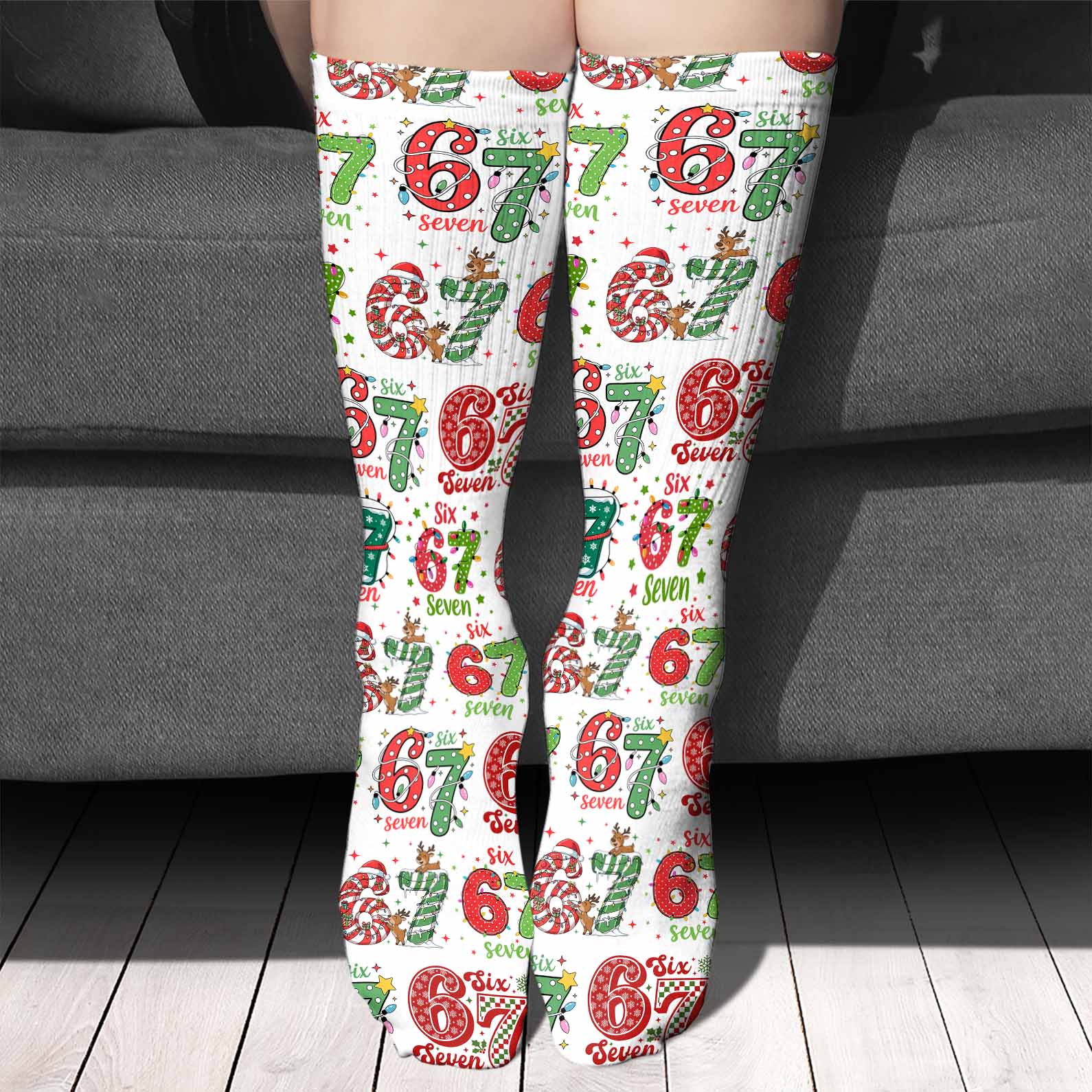 Christmas Six Seven Socks | Funny 6 7 Meme Socks | Trending 6 7 Socks for Christmas 683652