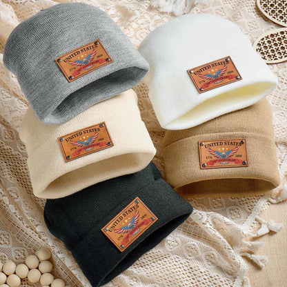 250 Years America Beanie | Semiquincentennial Knit Hat with Leather Patch | 250th Anniversary USA Patriotic Christmas Gift 683653