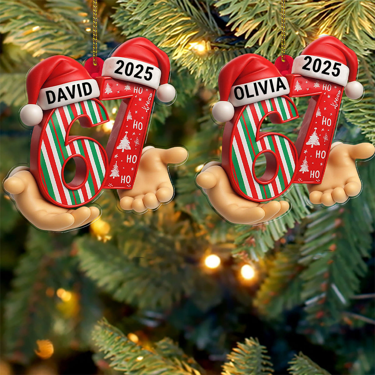 Custom Name and Year 67 Acrylic Ornament | Six Seven Ornament | Funny Christmas Ornament Gift 683660