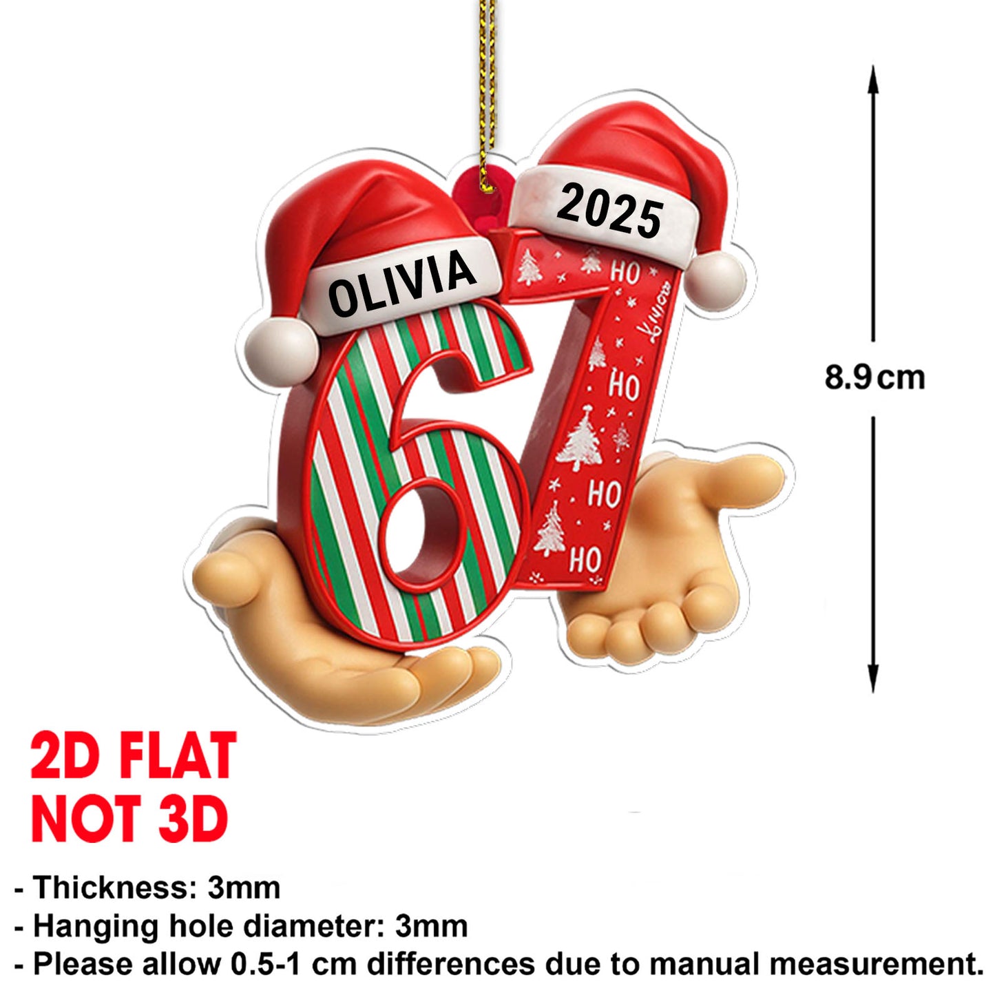 Custom Name and Year 67 Acrylic Ornament | Six Seven Ornament | Funny Christmas Ornament Gift 683660