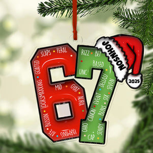 Customize Name and Year 67 Acrylic Ornament | Personalized Six Seven Slang Christmas Decoration | Funny Gift for Christmas 683668