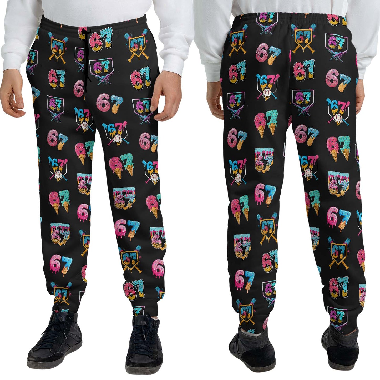 Six Seven Ice Cream Meme Sweatpants | 6 7 AOP Gen Z Christmas Joggers | Viral Meme Loungewear Gift for Men Women 683672