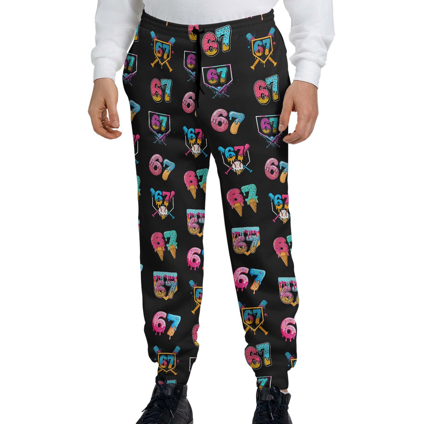 Six Seven Ice Cream Meme Sweatpants | 6 7 AOP Gen Z Christmas Joggers | Viral Meme Loungewear Gift for Men Women 683672
