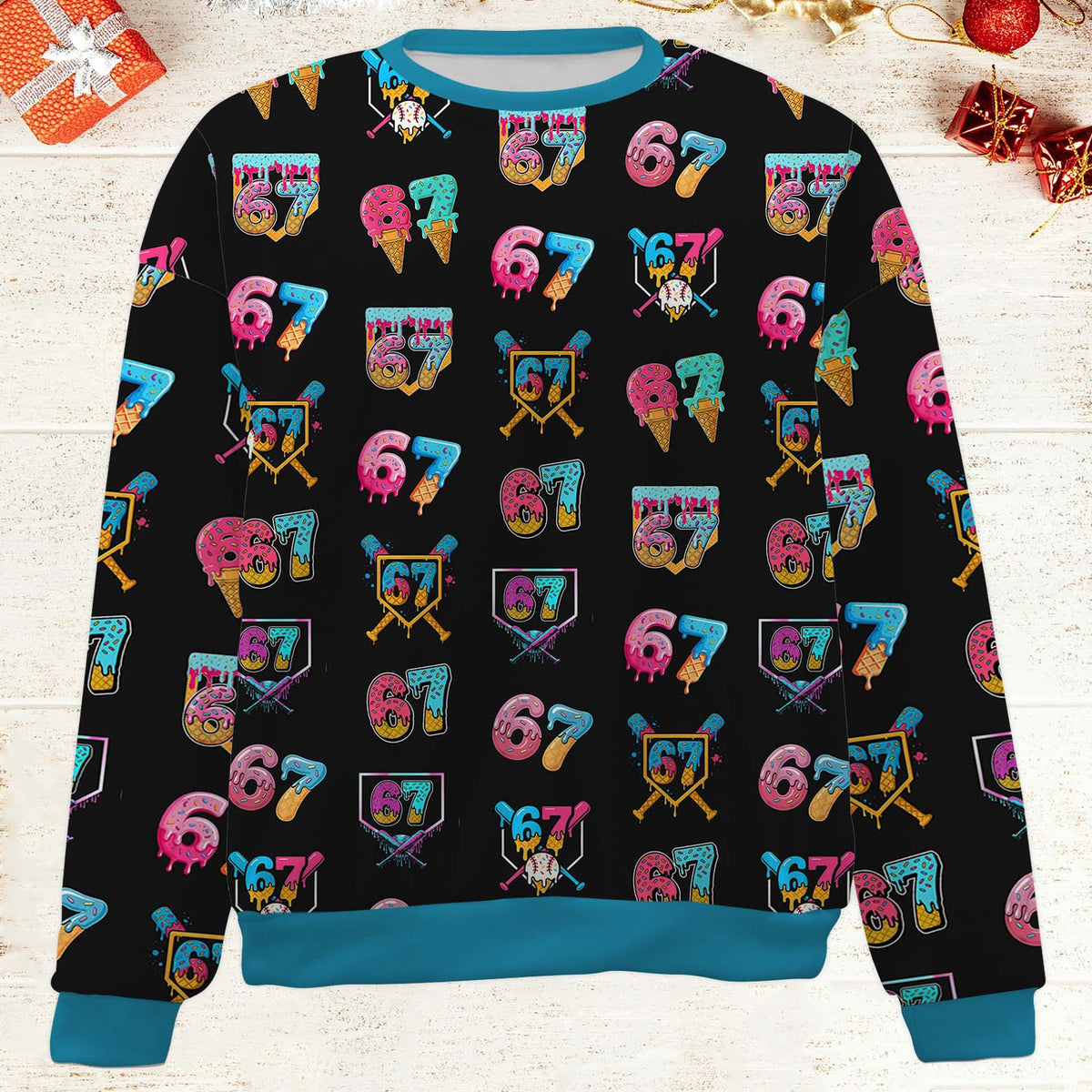 Six Seven Ice Cream Meme Ugly Sweater | 6 7 AOP Sweater Christmas Holiday | Trendy Meme Gift for Men Women 683672