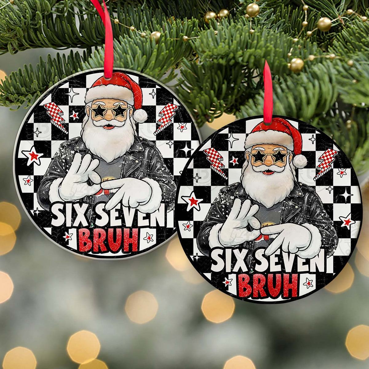 Six Seven Meme Acrylic Christmas Ornament | Viral 6 7 Santa Joke Decoration | Six Seven Humor Gift  683674