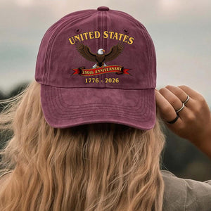 250 Years Anniversary Printed Vintage Washed Denim Baseball Cap | 250th Anniversary Hat 683584