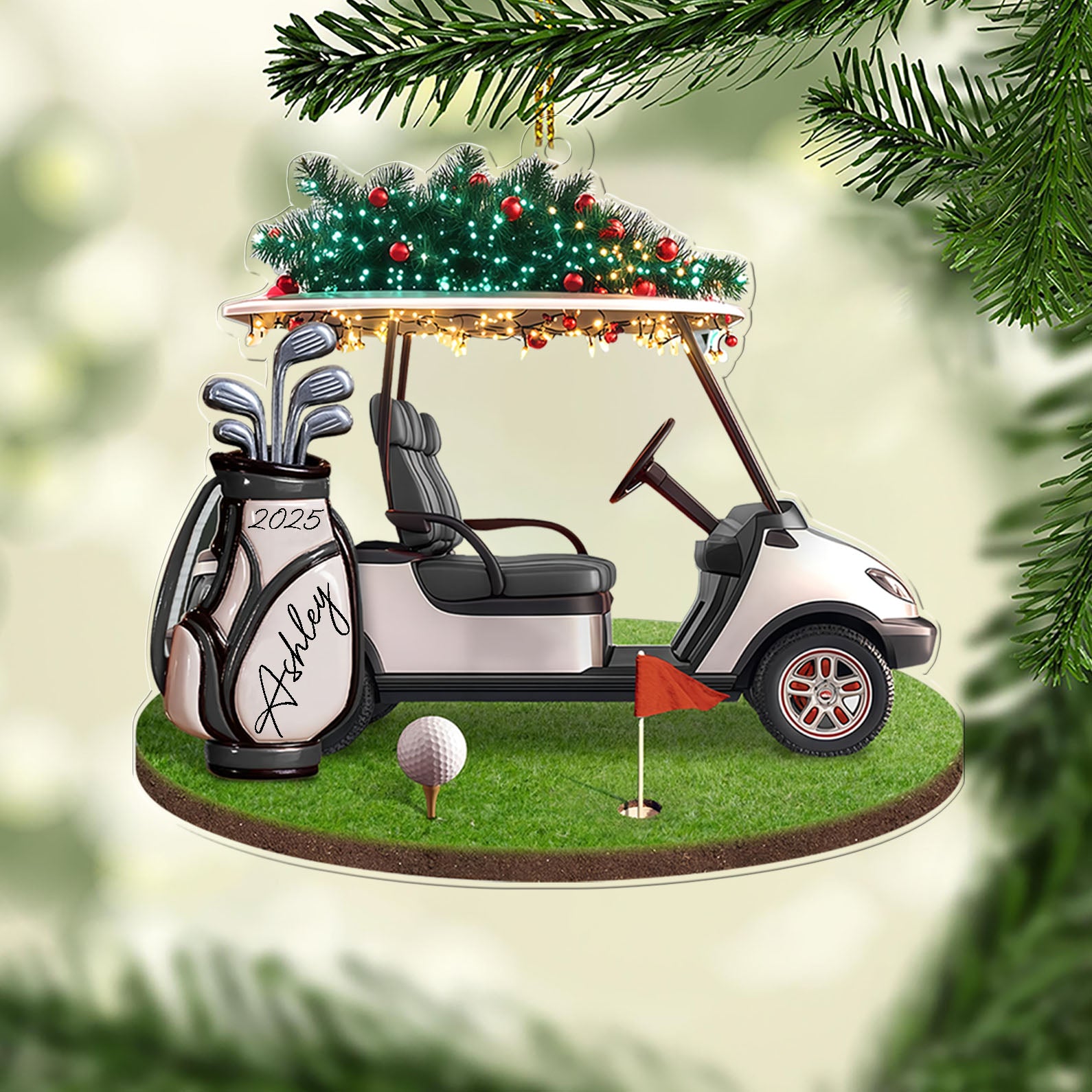 Custom Golf Christmas Acrylic Ornament | Personalized Golf Backpack Christmas Ornament | Golf Lover Gift For Golf Player 683698