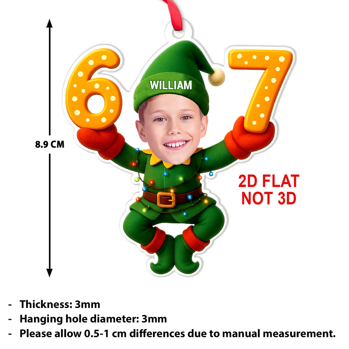 Custom Photo Six Seven Christmas Acrylic Ornament | Personalized Six Seven 67 Christmas Ornament| Funny Gift for Christmas 683692