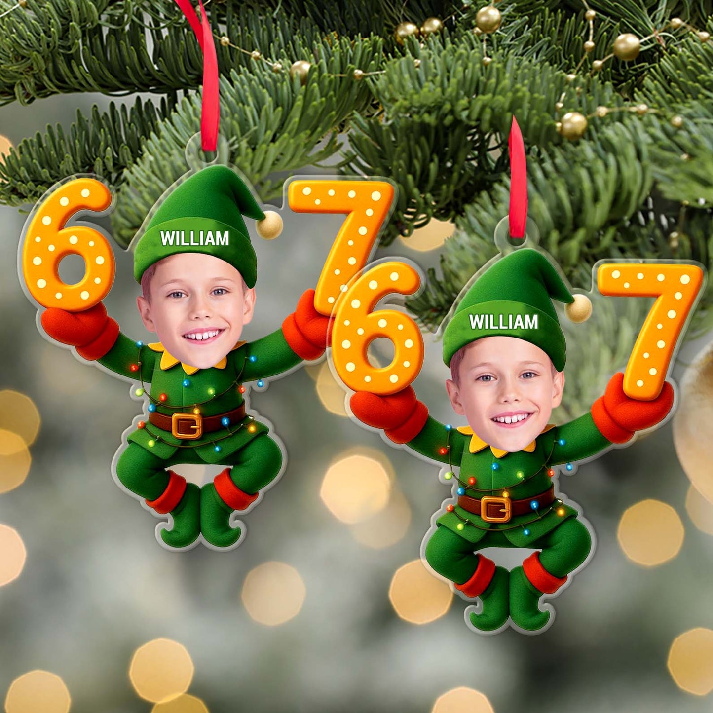 Custom Photo Six Seven Christmas Acrylic Ornament | Personalized Six Seven 67 Christmas Ornament| Funny Gift for Christmas 683692