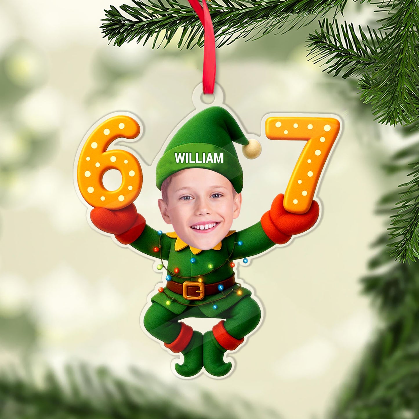 Custom Photo Six Seven Christmas Acrylic Ornament | Personalized Six Seven 67 Christmas Ornament| Funny Gift for Christmas 683692