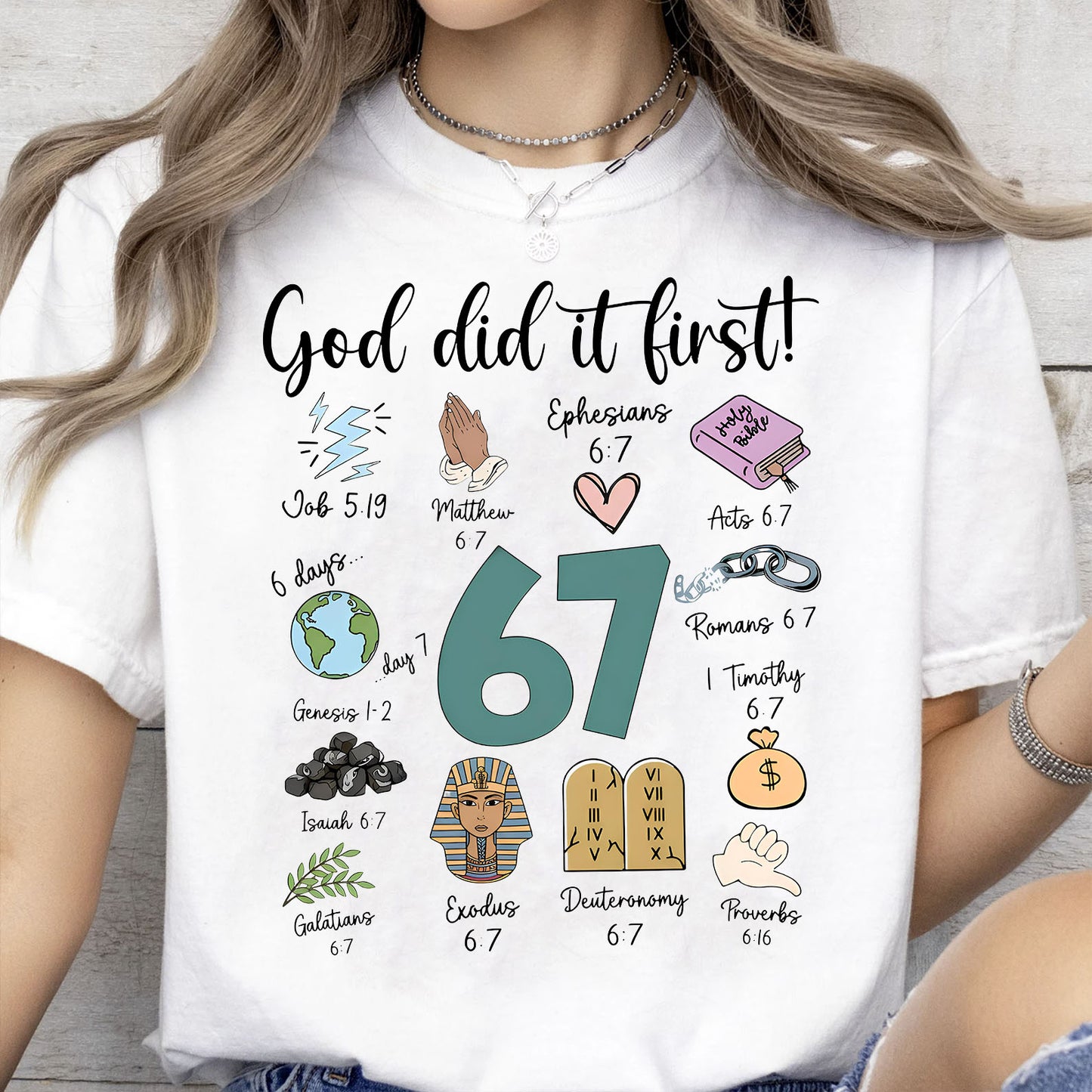 Christian 6 7 Meme Sweatshirt | God Did It First Christmas Shirt | Funny 6 7 Meme Sweatshirt | Six Seven Shirt  683694