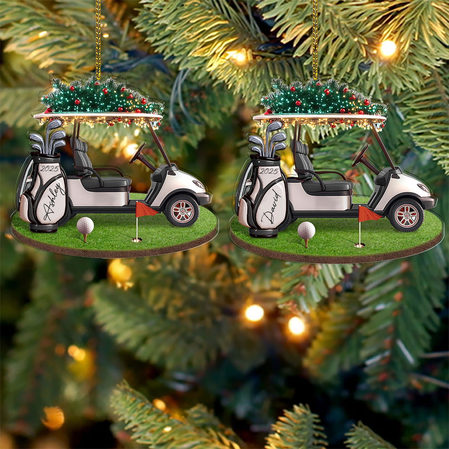 Custom Golf Christmas Acrylic Ornament | Personalized Golf Backpack Christmas Ornament | Golf Lover Gift For Golf Player 683698