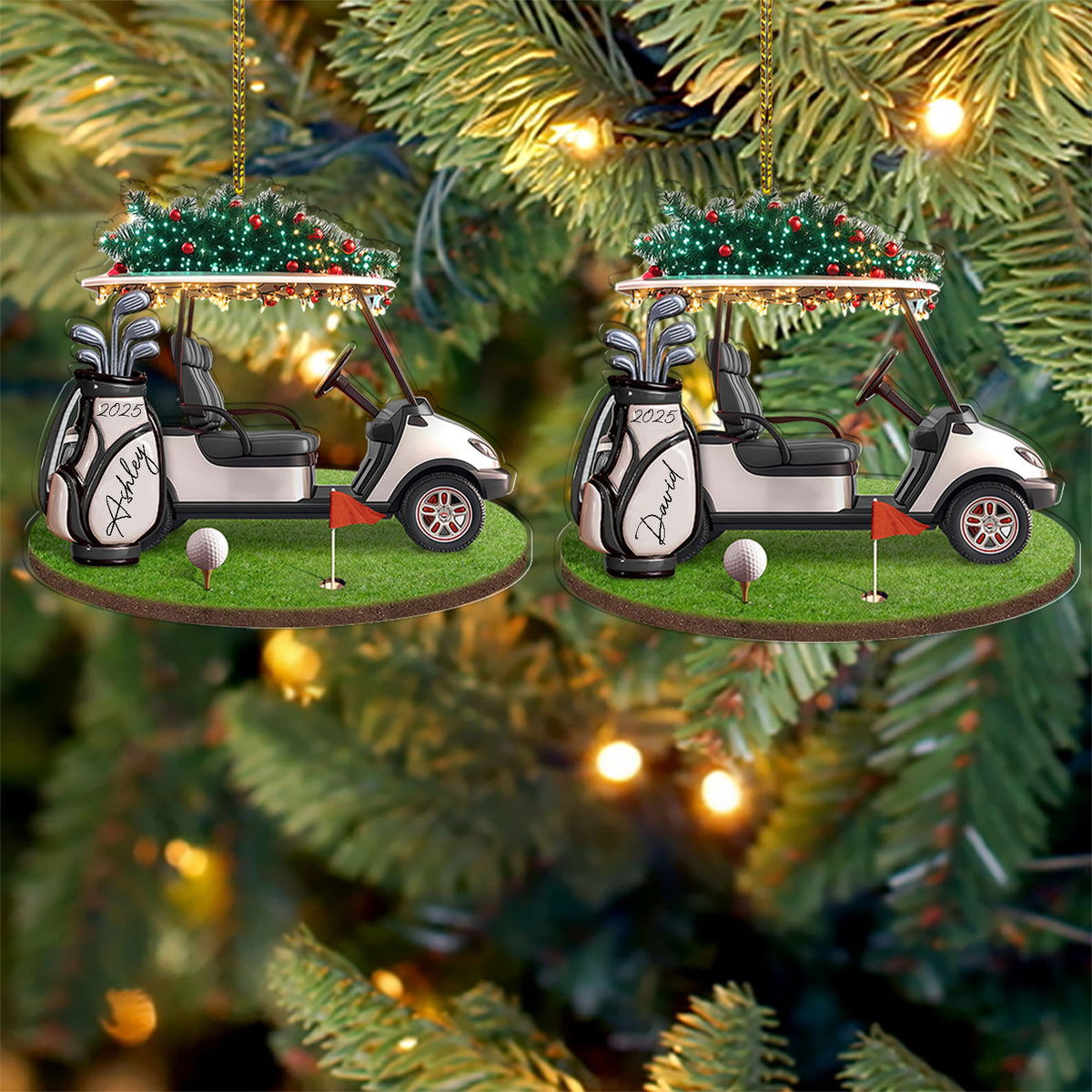 Custom Golf Christmas Acrylic Ornament | Personalized Golf Backpack Christmas Ornament | Golf Lover Gift For Golf Player 683698