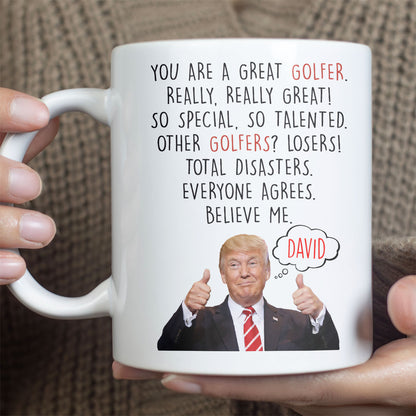 Funny Best Golfer Mug, Personalized Custom Name White Mug Accent Mug, Golf Gift Ideas For Family 683701 - GOP