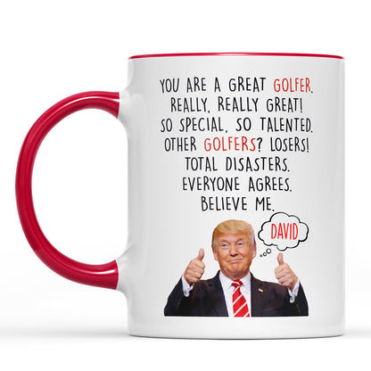 Funny Best Golfer Mug, Personalized Custom Name White Mug Accent Mug, Golf Gift Ideas For Family 683701 - GOP