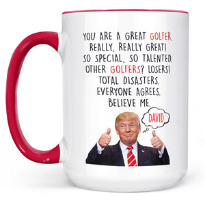 Funny Best Golfer Mug, Personalized Custom Name White Mug Accent Mug, Golf Gift Ideas For Family 683701 - GOP