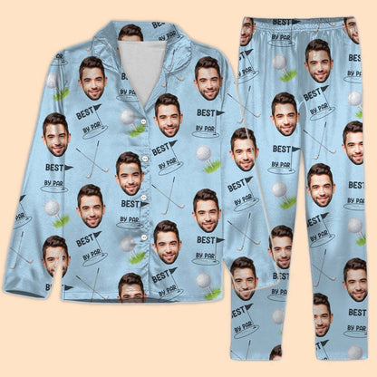 Personalized Funny Face Pajamas | Custom Face Golf Theme Pajamas | Gift for Family Pajamas 683703