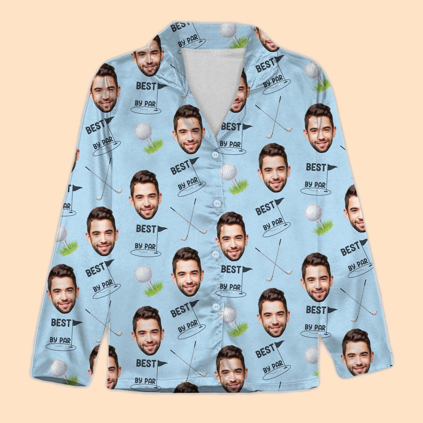 Personalized Funny Face Pajamas | Custom Face Golf Theme Pajamas | Gift for Family Pajamas 683703