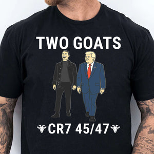 Trump Ronaldo Two Goats Shirt | MAGA Trump CR7 Meme Dark Shirt | 45/47 Political Pop Art T-Shirt 683736 - GOP