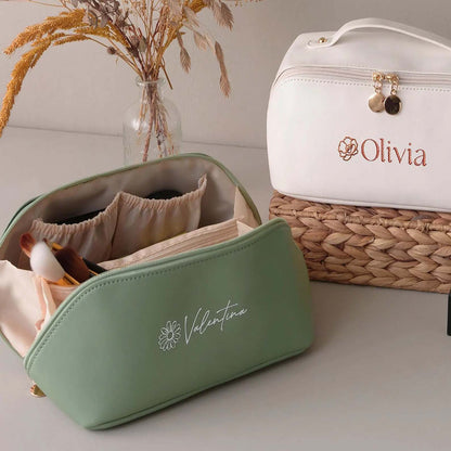 Personalized Name Makeup Bag | Custom Leather Cosmetic Bag | Printing Makeup Bag | Bridesmaid Gift 683746