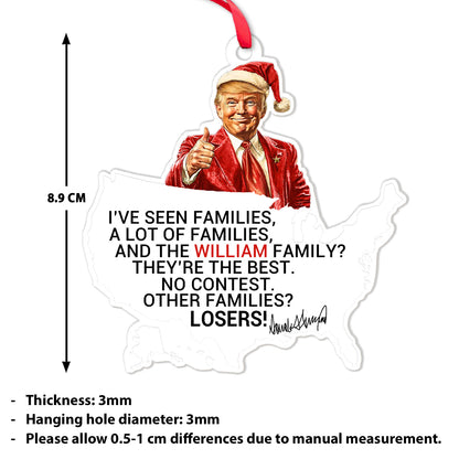 Custom Family Christmas Ornament, Funny Trump Acrylic Ornament, Best Family No Contest, Personalized Christmas Trump Acrylic Ornament 683759- GOP