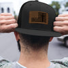 Man of God Husband Dad Trucker Leather Patch Hat, Christian American Flag Cap, Faith Gift for Him 683771