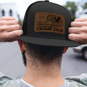 We The People Trump 2028 Trucker Leather Patch Hat, Patriotic Leather Patch Hat, MAGA Cap 683780 – GOP