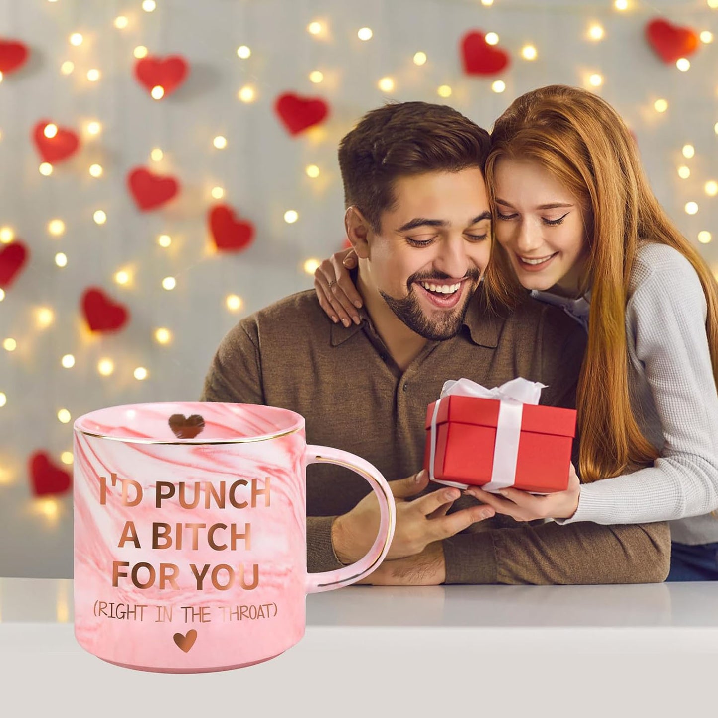 I'd Punch For You Mug, Valentines Day Gift Pink Mug, Funny Birthday Valentines Gift For Couple, For Family 683804