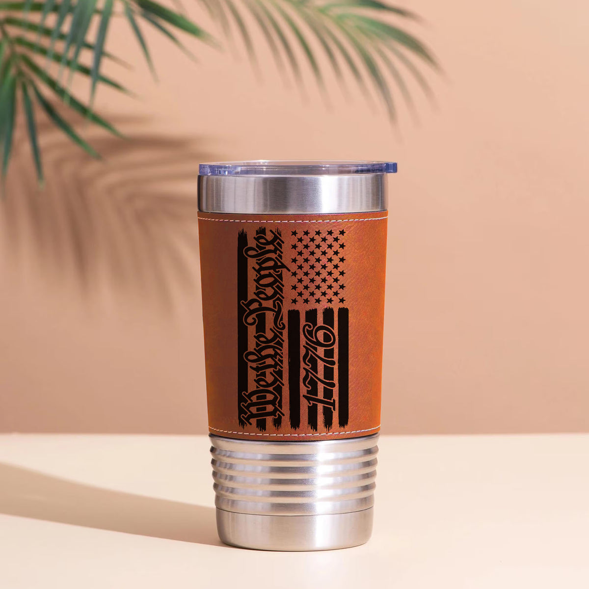 250 Years We the People Leather Tumbler, USA Flag America 1776–2026 Leather Tumbler 683811