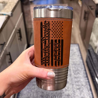250 Years We the People Leather Tumbler, USA Flag America 1776–2026 Leather Tumbler 683811
