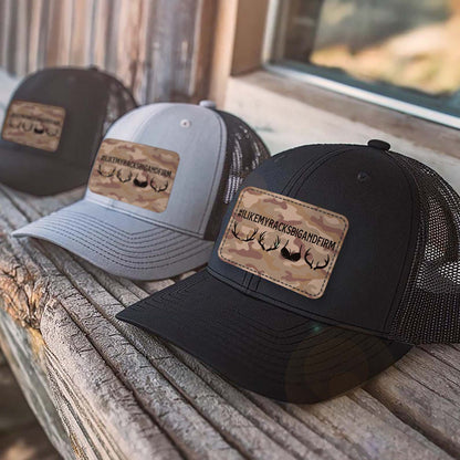 I Like My Racks Big and Firm Leather Patch Trucker Hat, Hunting Hat for Men, Valentine’s Day Gift 683831