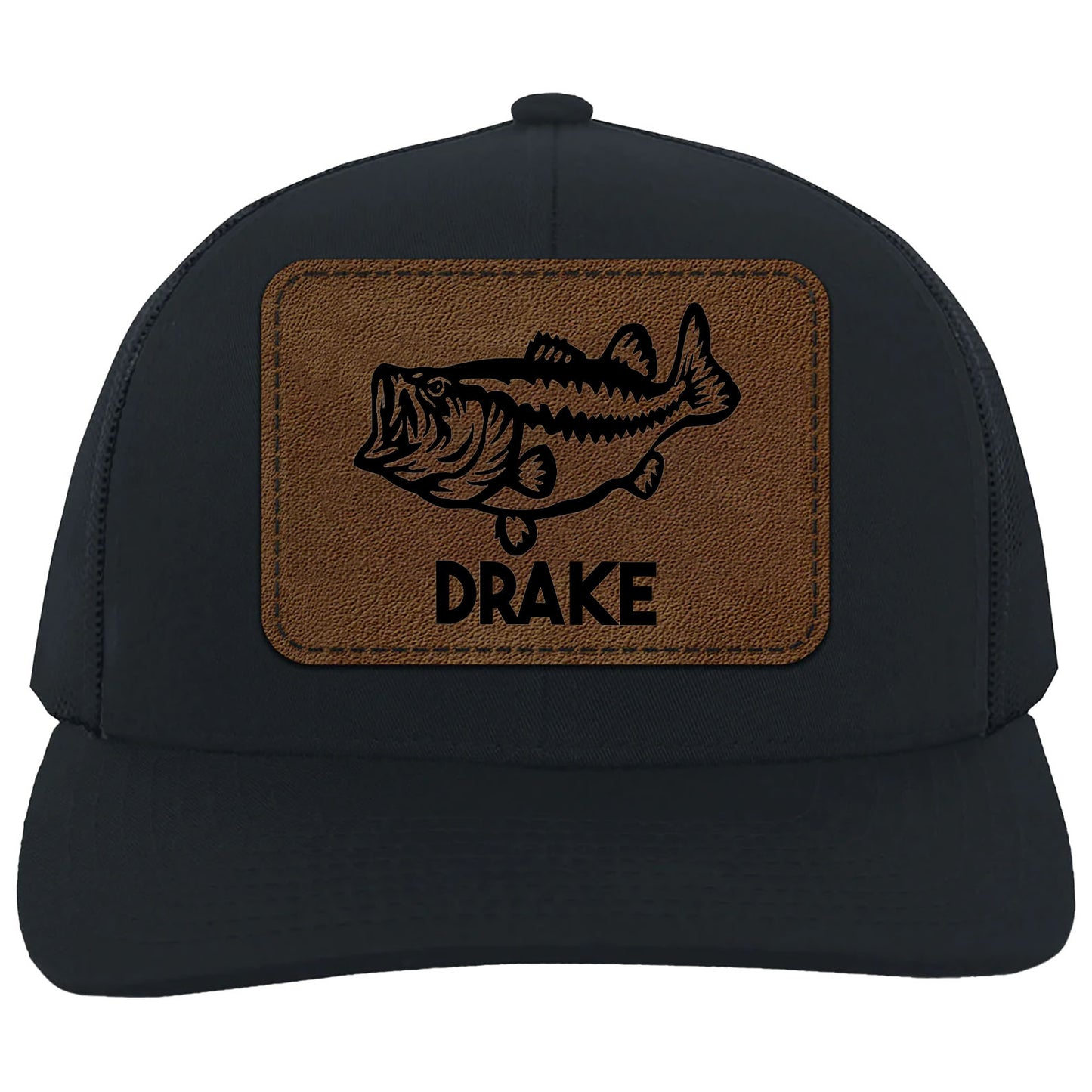 Personalized Fish Trucker Leather Patch Hat, Custom Name Cap, Father’s Day Gift, Birthday Gift for Him, Husband 683835