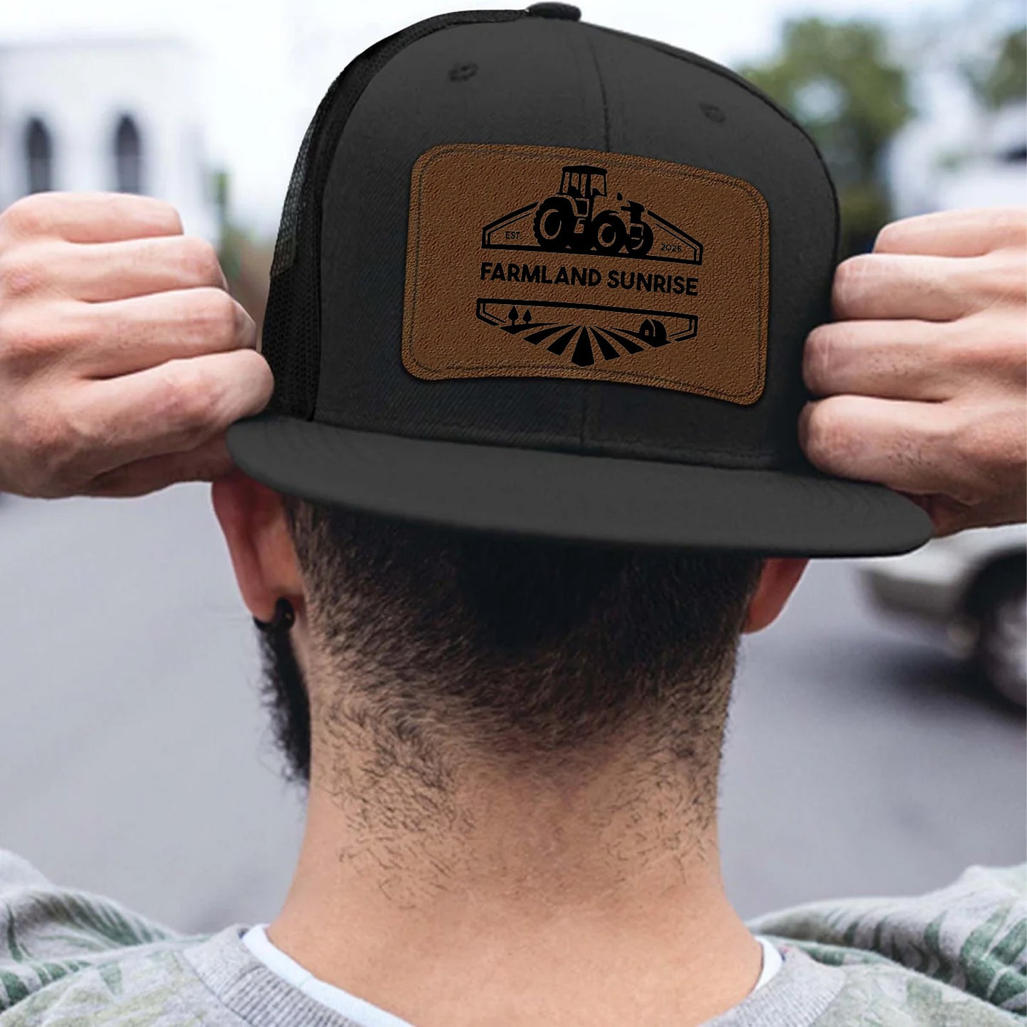 Personalized Dad Trucker Leather Patch Hat, Custom Name Cap, Father’s Day Gift, Birthday Gift for Him, Husband 683836