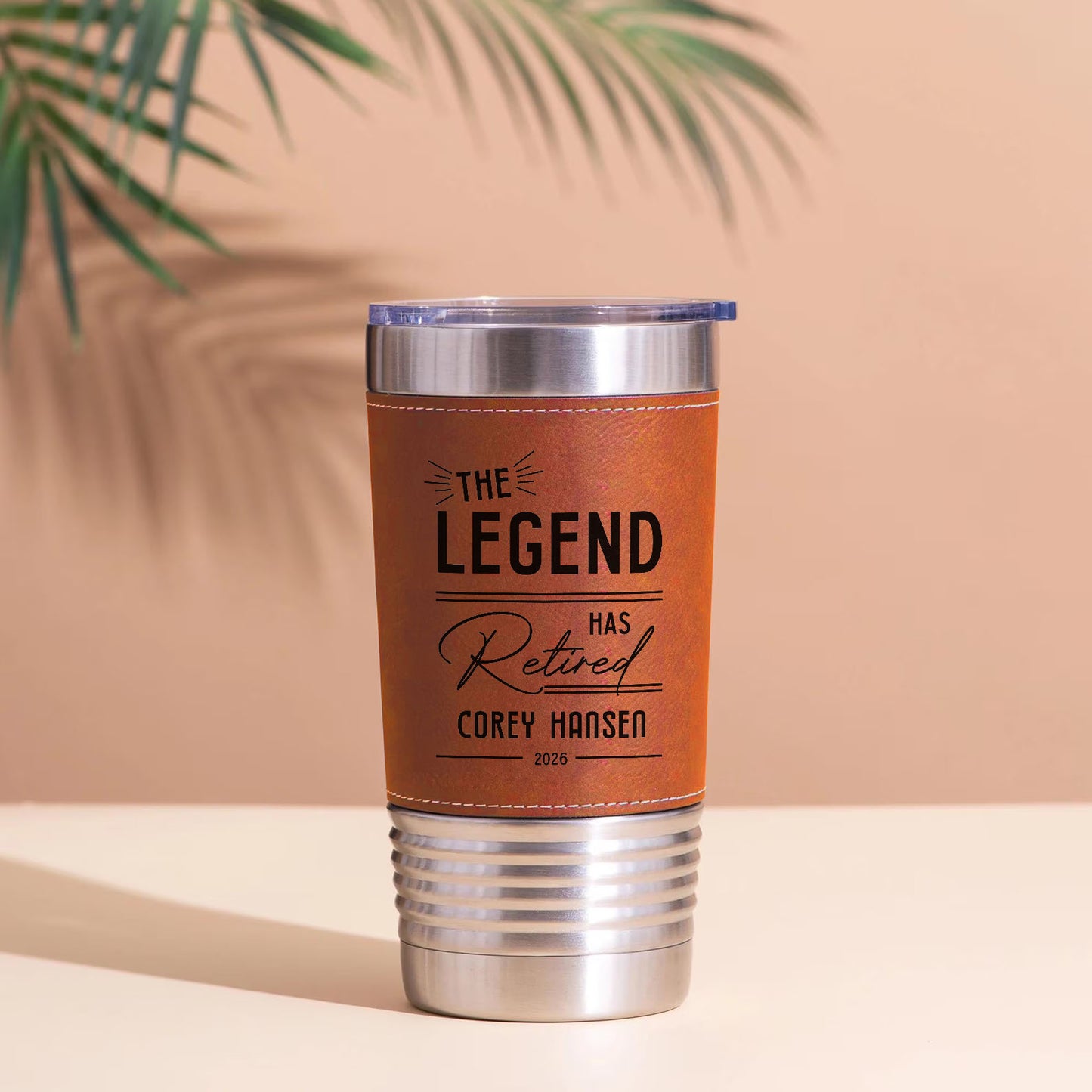 Customize Name Leather Tumbler, Personalized Retirement Gift Leather Tumbler, Father’s Day Gift, Gift for Him, Dad, Husband 683853