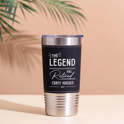 Customize Name Leather Tumbler, Personalized Retirement Gift Leather Tumbler, Father’s Day Gift, Gift for Him, Dad, Husband 683853