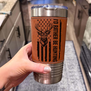Hunting Antlers Leather Tumbler, Deer Hunting Leather Tumbler, Father’s Day Gift, Birthday Gift for Him 683856