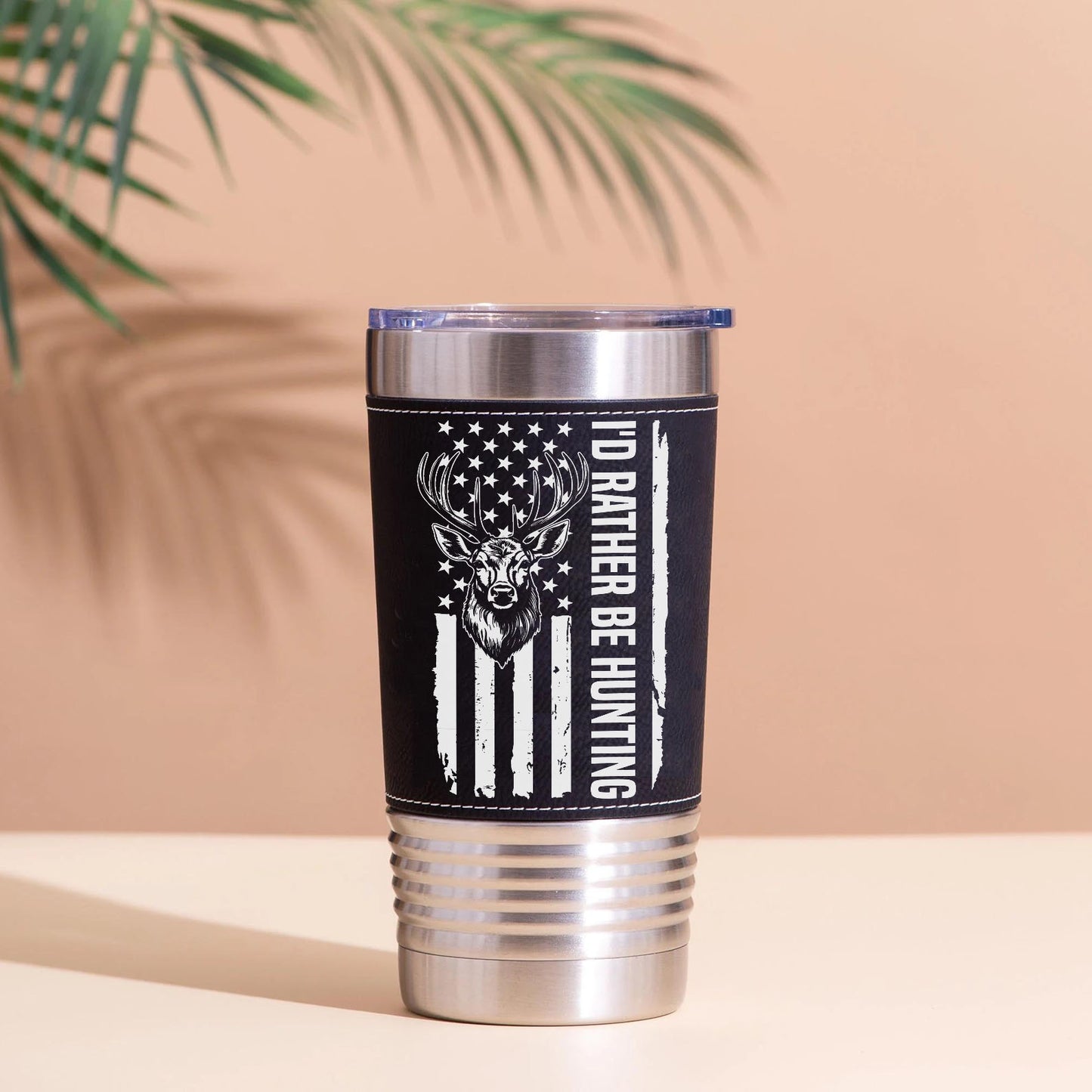 Hunting Antlers Leather Tumbler, Deer Hunting Leather Tumbler, Father’s Day Gift, Birthday Gift for Him 683856