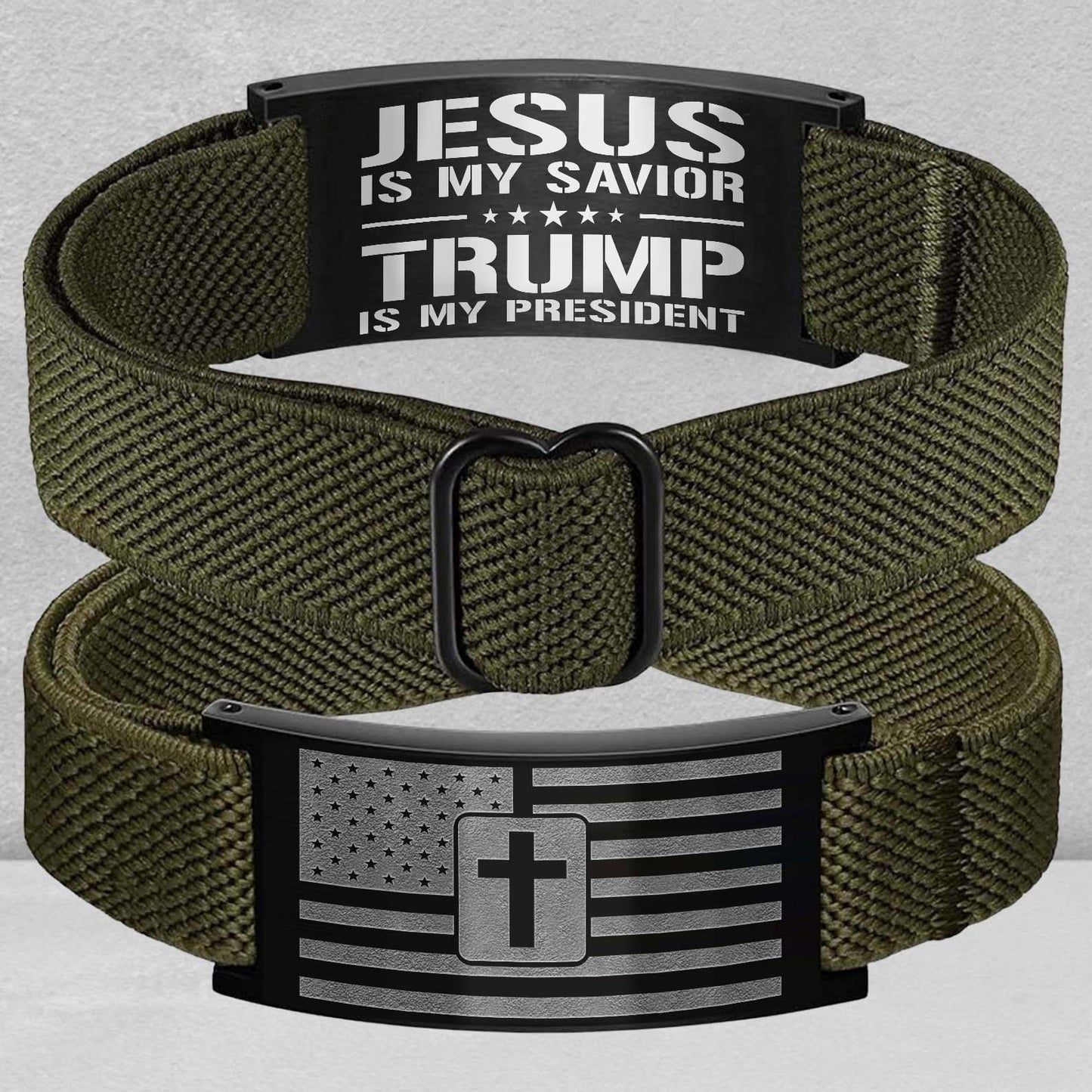 Jesus Is My Savior Trump Is My President Nylon Bracelet, Personalized Nylon Wristband, Elastic Stretch Adjustable Bracelet 683902 - GOP
