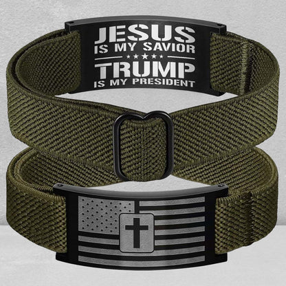 Jesus Is My Savior Trump Is My President Nylon Bracelet, Personalized Nylon Wristband, Elastic Stretch Adjustable Bracelet 683902 - GOP