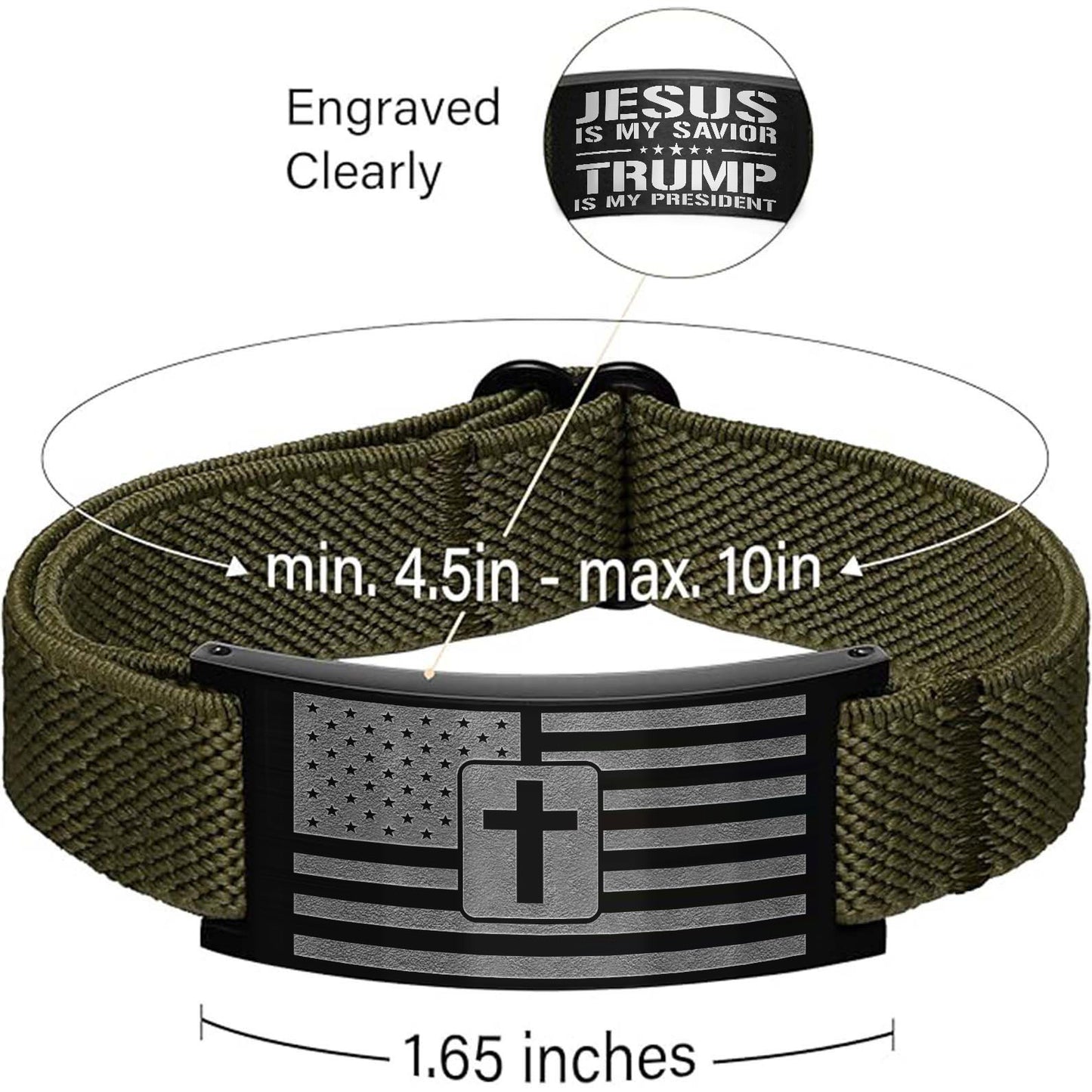 Jesus Is My Savior Trump Is My President Nylon Bracelet, Personalized Nylon Wristband, Elastic Stretch Adjustable Bracelet 683902 - GOP