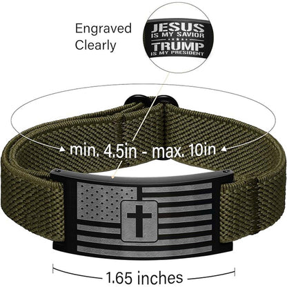 Jesus Is My Savior Trump Is My President Nylon Bracelet, Personalized Nylon Wristband, Elastic Stretch Adjustable Bracelet 683902 - GOP