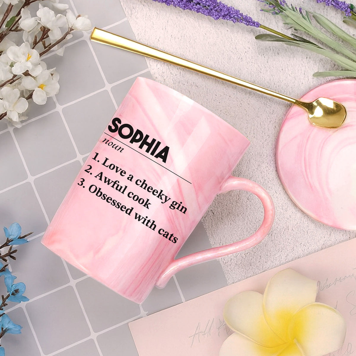 Personalized Name Mug | Funny Coffee Mug for Family | Gift for Pet Lovers Pink Ceramic Mug 683952