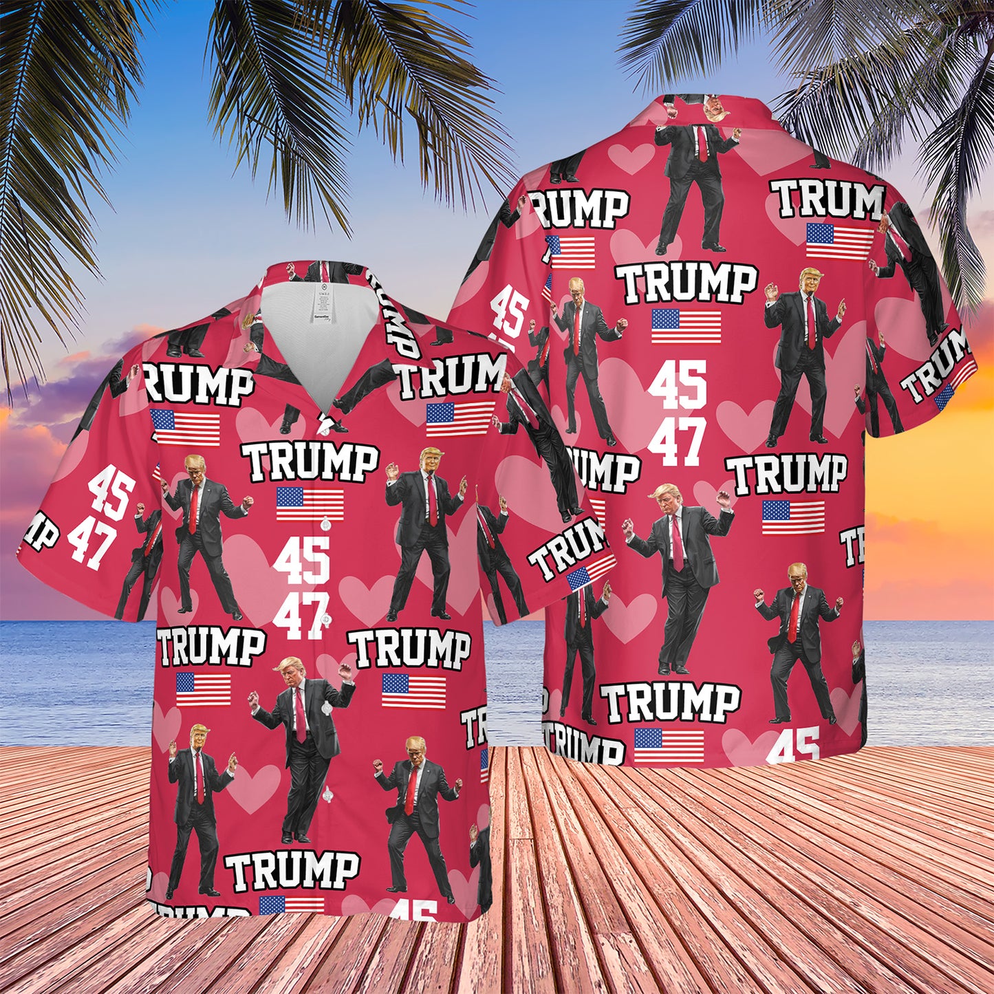 Donald Trump Hawaiian Shirt | Funny Trump Dancing Hawaiian Shirt | Trump 45/47 AOP Hawaiian Shirt 683970 – GOP