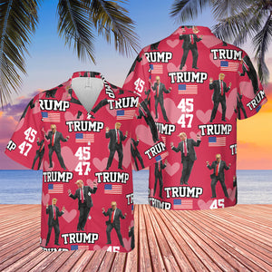 Donald Trump Hawaiian Shirt | Funny Trump Dancing Hawaiian Shirt | Trump 45/47 AOP Hawaiian Shirt 683970 – GOP
