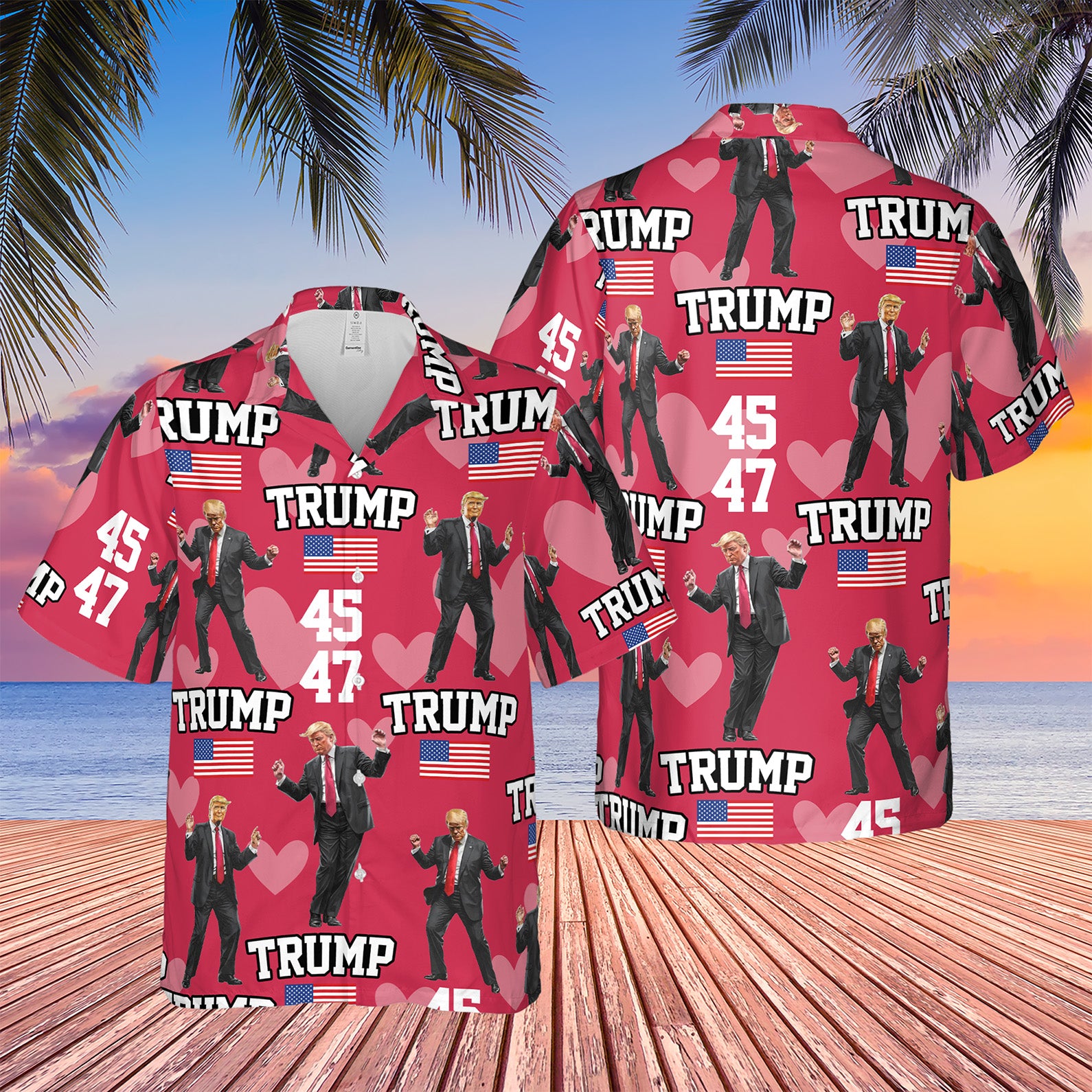 Donald Trump Hawaiian Shirt | Funny Trump Dancing Hawaiian Shirt | Trump 45/47 AOP Hawaiian Shirt 683970 – GOP