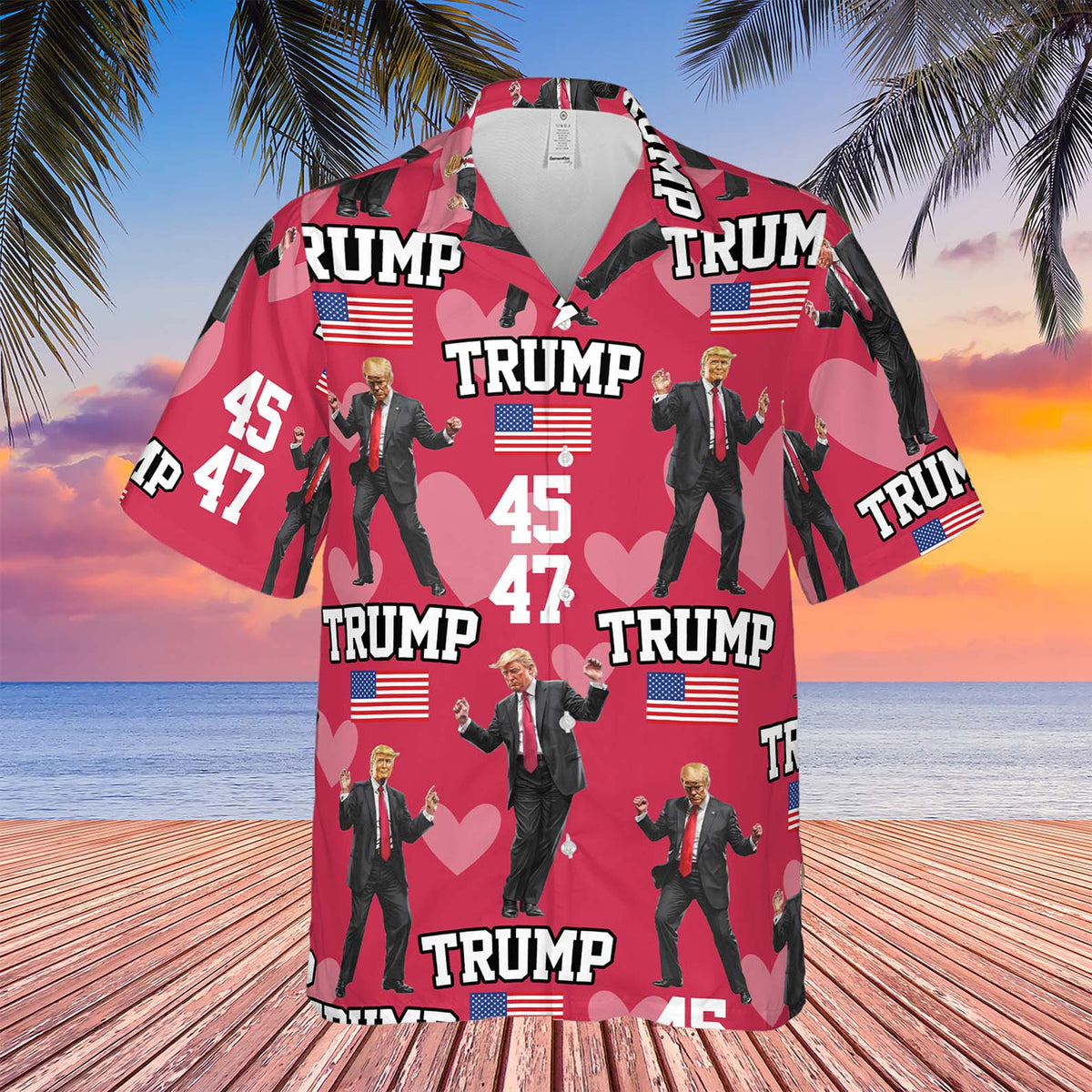 Donald Trump Hawaiian Shirt | Funny Trump Dancing Hawaiian Shirt | Trump 45/47 AOP Hawaiian Shirt 683970 – GOP